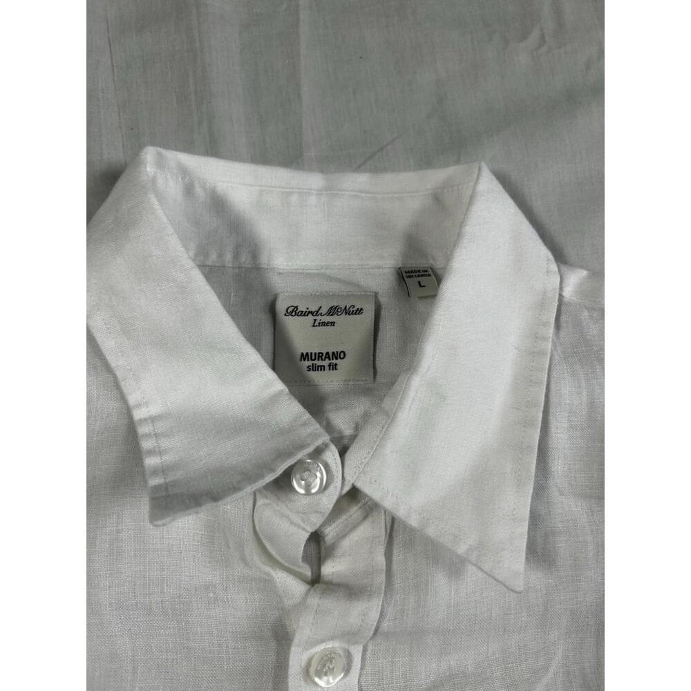 Murano Baird McNutt Men White Button-Up L Linen Quiet Luxury Old Money Preppy